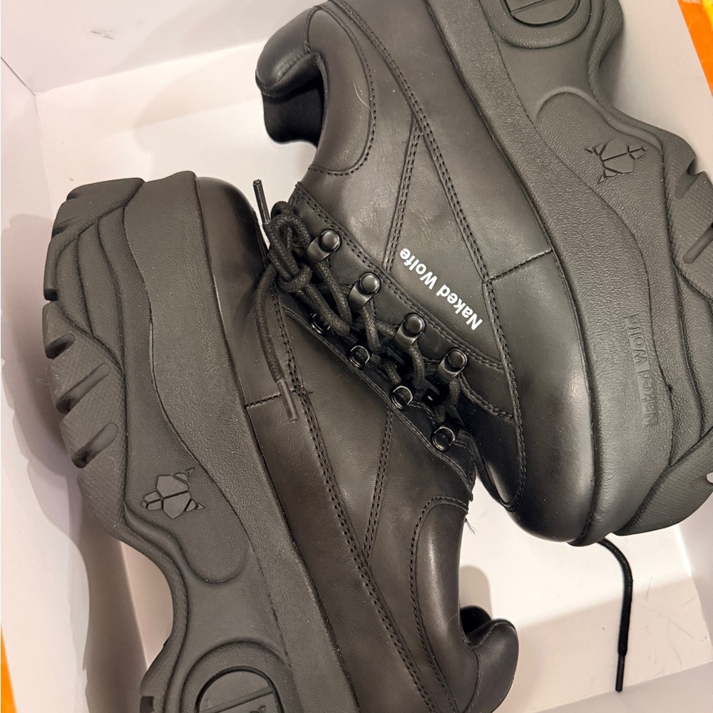 Naked Wolfe Sporty Black Leather Sneakers - Picture 9 of 9
